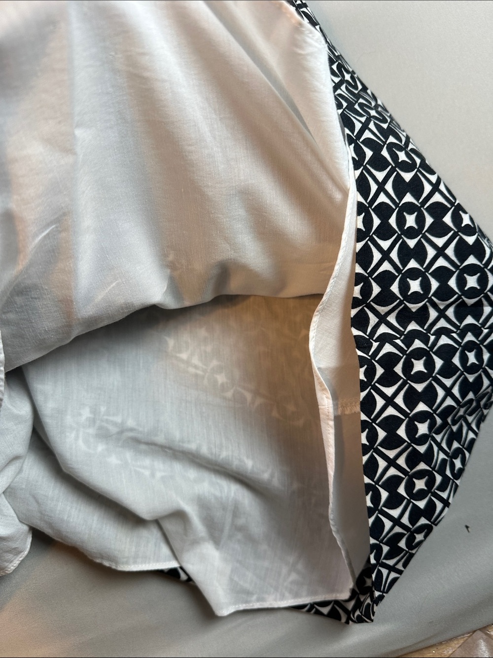 White House Black Market Black White Geometric Fit-and-Flare Dress Pockets - Picture 7 of 9